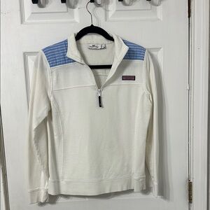 White and Blue Quarter-Zip Pullover